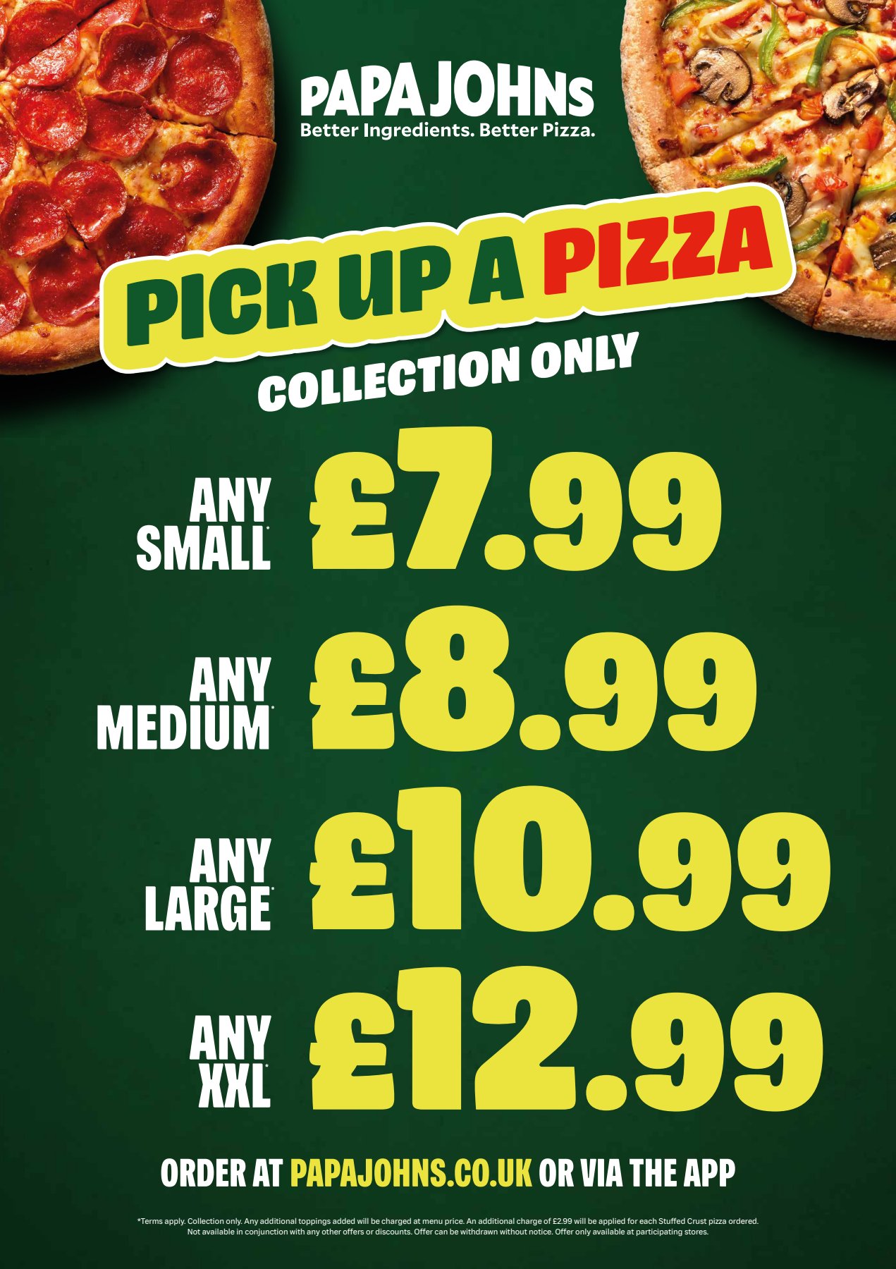 Papa john's delivery hours sales